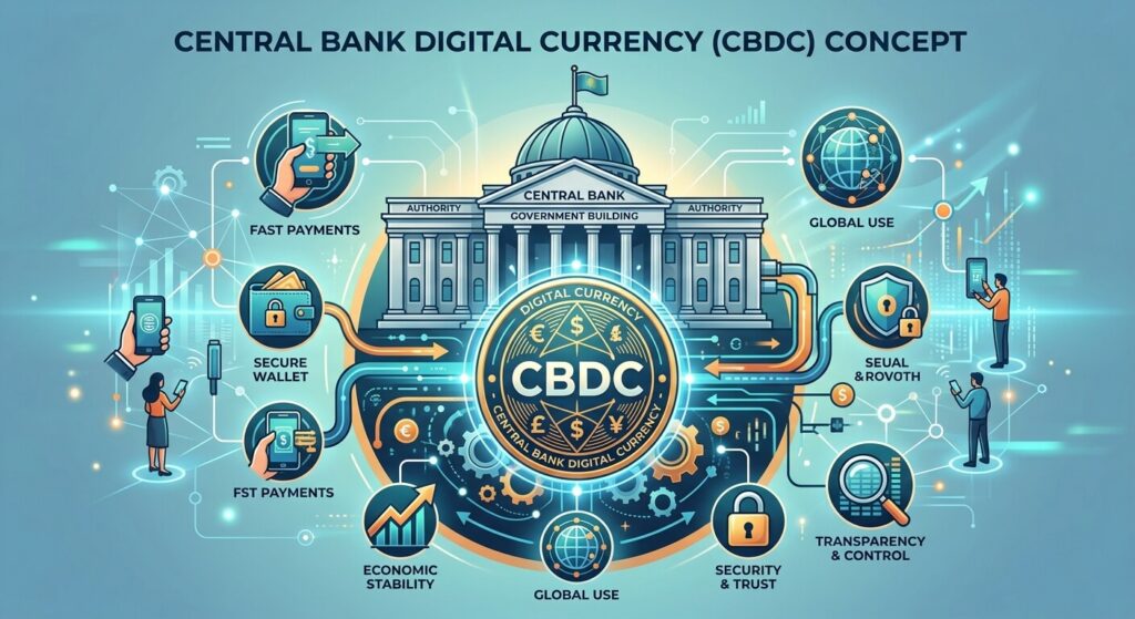 Comparison chart of CBDC, cryptocurrency, and stablecoin features